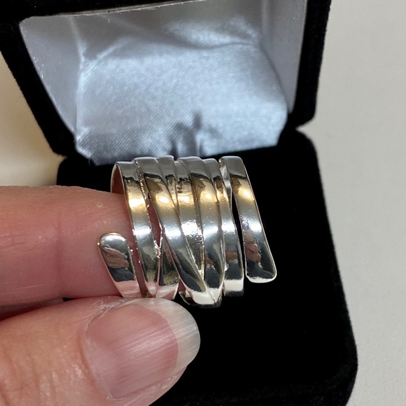 Chunky Sterling Silver Wraparound Highway Fashion Ring - Picture 3 of 11